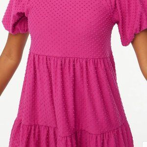 J. CREW Puff Sleeve Clip-dot MINI DRESS - HOT PINK BRAND NEW, never worn!